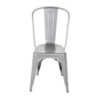 Bolero Bistro Steel Side Chairs Gun Metal Grey (Pack of 4) - Click to Enlarge