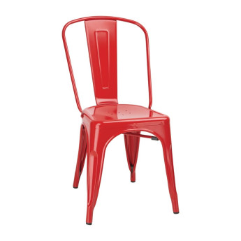 Bolero Bistro Steel Side Chair Red (Pack of 4) - Click to Enlarge