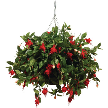 22" Artificial Red Fuchsias Ball - Click to Enlarge