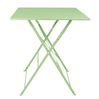 Bolero Square Pavement Style Steel Folding Table Light Green 600mm - Click to Enlarge