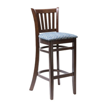 Manhattan Dark Walnut Bar Chair with Blue Diamond Padded Seat - Click to Enlarge