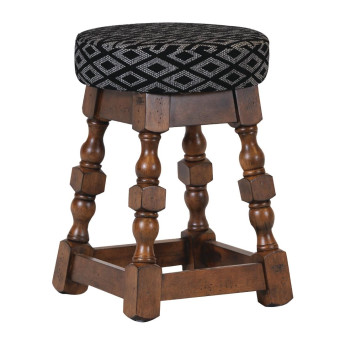 Classic Rubber Wood Low Bar Stool with Black Diamond Seat (Pack of 2) - Click to Enlarge