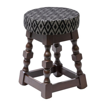 Classic Dark Wood Low Bar Stool with Black Diamond Seat (Pack of 2) - Click to Enlarge