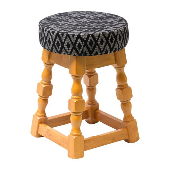 Classic Soft Oak Low Bar Stool with Black Diamond Seat (Pack of 2) - Click to Enlarge