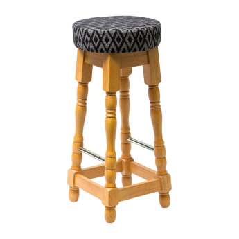 Classic Soft Oak High Bar Stool with Black Diamond Seat (Pack of 2) - Click to Enlarge