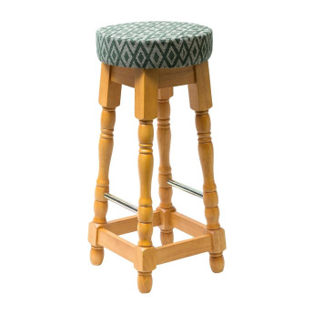 Classic Soft Oak High Bar Stool with Green Diamond Seat (Pack of 2) - Click to Enlarge