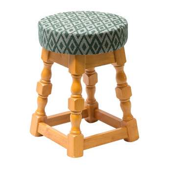 Classic Soft Oak Low Bar Stool with Green Diamond Seat (Pack of 2) - Click to Enlarge