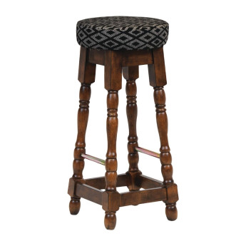 Classic Rubber Wood High Bar Stool with Black Diamond Seat (Pack of 2) - Click to Enlarge