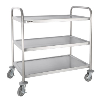 Vogue Stainless Steel 3 Tier Clearing Trolley Large - Click to Enlarge