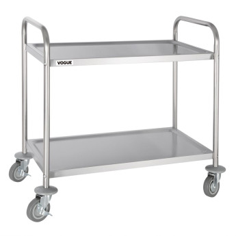 Vogue Stainless Steel 2 Tier Clearing Trolley Medium - Click to Enlarge