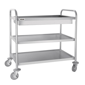 Vogue Stainless Steel 3 Tier Deep Tray Clearing Trolley - Click to Enlarge