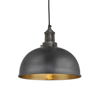 Industville Brooklyn Dome Pendant Light Pewter and Brass 200mm - Click to Enlarge