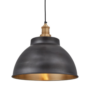 Industville Brooklyn Dome Pendant Light Pewter and Brass 330mm - Click to Enlarge