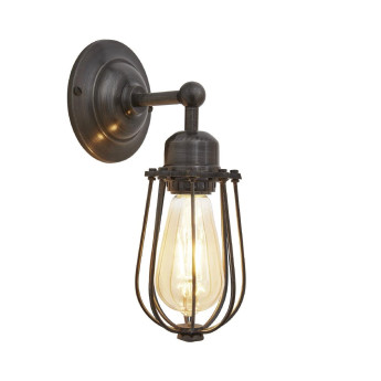 Industville Orlando Wire Cage Wall Light Pewter 100mm - Click to Enlarge