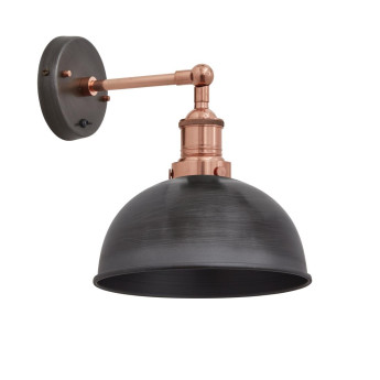 Industville Brooklyn Dome Wall Light Pewter 205mm - Click to Enlarge