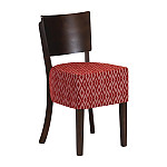 Asti Padded Dark Walnut Dining Chair with Red Diamond Deep Padded Seat and Back (Pack of 2)