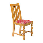 Manhattan Soft Oak High Back Dining Chair with Red Diamond Padded Seat (Pack of 2)