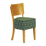 Asti Padded Soft Oak Dining Chair with Green Diamond Deep Padded Seat and Back (Pack of 2)