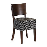Asti Padded Dark Walnut Dining Chair with Black Diamond Deep Padded Seat and Back (Pack of 2)