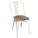 Bolero Bistro Side Chairs with Wooden Seat Pad White (Pack of 4)