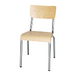 Bolero Cantina Side Chairs with Wooden Seat Pad and Backrest Galvanised (Pack of 4)