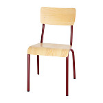 Bolero Cantina Side Chairs with Wooden Seat Pad and Backrest Wine Red (Pack of 4)