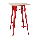 Bolero Bistro Bar Table with Wooden Top Red (Single)