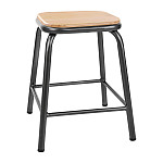 Bolero Cantina Low Stools with Wooden Seat Pad Metallic Grey (Pack of 4)