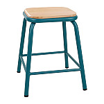 Bolero Cantina Low Stools with Wooden Seat Pad Teal (Pack of 4)