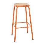 Bolero Cantina High Stools with Wooden Seat Pad Orange (Pack of 4)