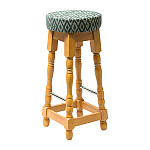Classic Soft Oak High Bar Stool with Green Diamond Seat (Pack of 2)