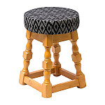 Classic Soft Oak Low Bar Stool with Black Diamond Seat (Pack of 2)