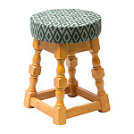 Classic Soft Oak Low Bar Stool with Green Diamond Seat (Pack of 2)