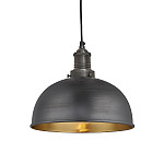 Industville Brooklyn Dome Pendant Light Pewter and Brass 200mm
