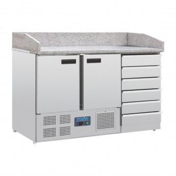 Polar G-Series Double Door Pizza Counter with Granite Top and Dough Drawers - Click to Enlarge
