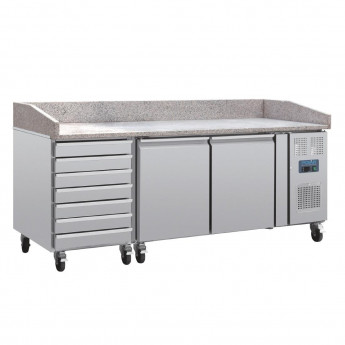 Polar U-Series Double Door Pizza Counter with Marble Top and Dough Drawers 290Ltr - Click to Enlarge