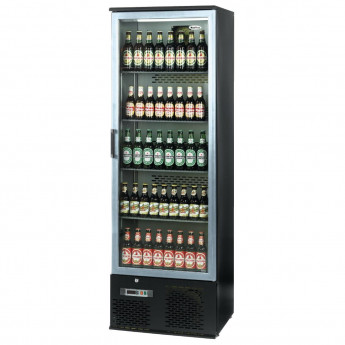 Infrico Upright Back Bar Cooler with Hinged Door in Black and Steel ZXS10 - Click to Enlarge
