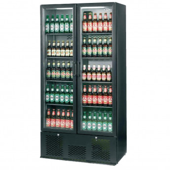 Infrico Upright Back Bar Cooler with Hinged Doors in Black ZX20 - Click to Enlarge