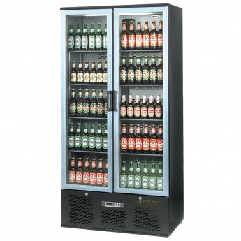 Infrico Upright Back Bar Cooler with Hinged Doors in Black and Steel ZXS20 - Click to Enlarge