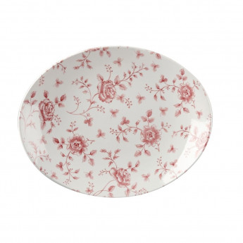 Churchill Vintage Prints Oval Plates Cranberry Rose Print 315mm (Pack of 6) - Click to Enlarge