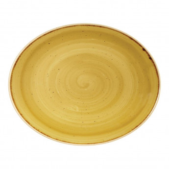 Churchill Stonecast Oval Coupe Plate Mustard Seed Yellow 192mm (Pack of 12) - Click to Enlarge