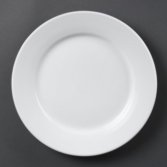 Bulk Buy Olympia Whiteware Wide Rimmed Plates 250mm (Pack of 36) - Click to Enlarge