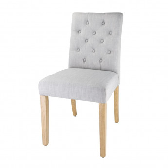 Bolero Chiswick Button Dining Chairs French Grey (Pack of 2) - Click to Enlarge