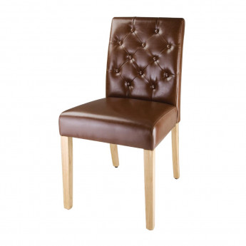 Bolero Chiswick Button Dining Chairs Tan Leather (Pack of 2) - Click to Enlarge