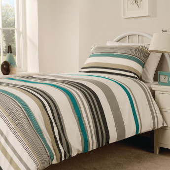 Mitre Essentials Madison Stripe Housewife Pillowcase Teal - Click to Enlarge