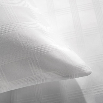 Comfort Vercelli Checked Pillowcase White - Click to Enlarge