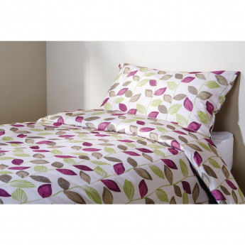 Mitre Essentials Florence Leaf Pillowcase Damson - Click to Enlarge