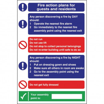 Fire Action Plan Sign For Guests & Residents - Click to Enlarge