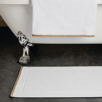 Mitre Heritage Ambassador Bath Mat White with Taupe Border - Click to Enlarge