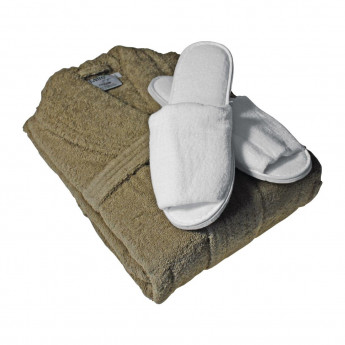 Mitre Luxury Curzon Sand Bathrobe and Slipper Set Large - Click to Enlarge